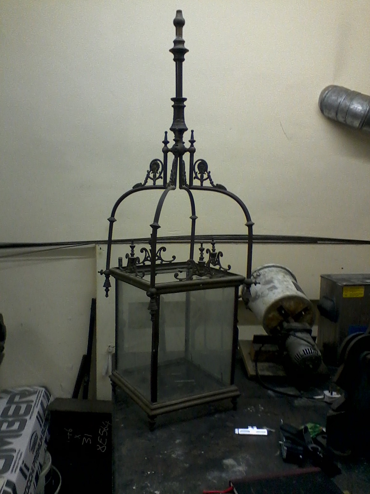 Brass lantern before restoration
